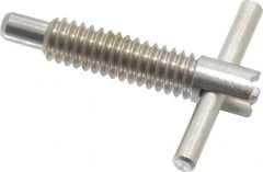 Vlier - 1/4-20 Thread, 1" Body Length, 1/4" Plunger Projection, 0.155" Plunger Diam, Stainless Steel, Locking T Handle Plunger - Exact Tooling