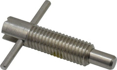 Vlier - 5/8-11 Thread, 2-1/2" Body Length, 5/8" Plunger Projection, 3/8" Plunger Diam, Stainless Steel, Locking T Handle Plunger - Exact Tooling