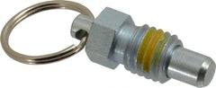 Vlier - 1/2-13, 0.43" Thread Length, 0.31" Plunger Diam, 0.38" Plunger Projection, 1 Lb Init to 4 Lb Final End Force, Steel Pull Ring Plunger - Exact Tooling