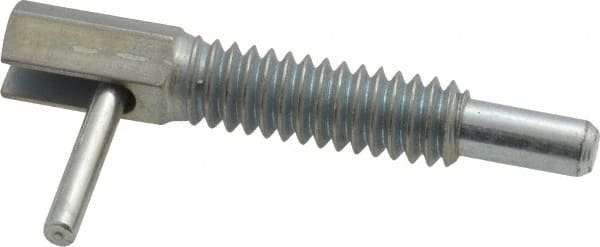 Vlier - 1/4-20, 0.8" Thread Length, 0.16" Plunger Diam, 0.5 Lb Init to 2.5 Lb Final End Force, Steel Locking L Handle Plunger - 1-1/4" Body Length, 0.8" Length Under Head, 0.38" Plunger Projection - Exact Tooling