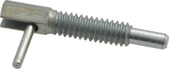 Vlier - 1/4-20, 0.8" Thread Length, 0.16" Plunger Diam, 0.5 Lb Init to 2.5 Lb Final End Force, Steel Locking L Handle Plunger - 1-1/4" Body Length, 0.8" Length Under Head, 0.38" Plunger Projection - Exact Tooling