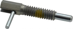 Vlier - 1/4-20, 0.8" Thread Length, 0.16" Plunger Diam, 0.5 Lb Init to 2.5 Lb Final End Force, Steel Locking L Handle Plunger - 1-1/4" Body Length, 0.8" Length Under Head, Locking Element, 0.38" Plunger Projection - Exact Tooling