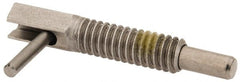 Vlier - 1/4-20, 0.8" Thread Length, 0.16" Plunger Diam, 0.5 Lb Init to 2.5 Lb Final End Force, Stainless Steel Locking L Handle Plunger - 1-1/4" Body Length, 0.8" Length Under Head, Locking Element, 0.38" Plunger Projection - Exact Tooling