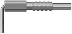 Vlier - M12x1.75, 1.1" Thread Length, 0.31" Plunger Diam, 1 Lb Init to 5 Lb Final End Force, Steel L Handle Plunger - 2.11" Body Length, 1-1/4" Length Under Head, 3/4" Plunger Projection - Exact Tooling