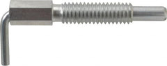 Vlier - 3/8-16, 1.18" Thread Length, 1/4" Plunger Diam, 0.75 Lb Init to 3.75 Lb Final End Force, Steel L Handle Plunger - 2" Body Length, 1.31" Length Under Head, 0.56" Plunger Projection - Exact Tooling
