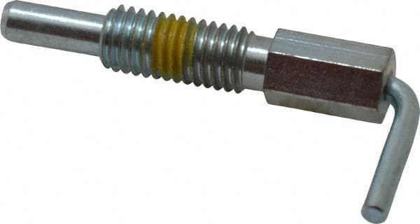 Vlier - 1/2-13, 1.1" Thread Length, 0.31" Plunger Diam, 1 Lb Init to 5 Lb Final End Force, Steel L Handle Plunger - 2.11" Body Length, 1-1/4" Length Under Head, Locking Element, 3/4" Plunger Projection - Exact Tooling