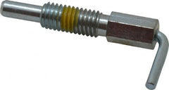 Vlier - 1/2-13, 1.1" Thread Length, 0.31" Plunger Diam, 1 Lb Init to 5 Lb Final End Force, Steel L Handle Plunger - 2.11" Body Length, 1-1/4" Length Under Head, Locking Element, 3/4" Plunger Projection - Exact Tooling