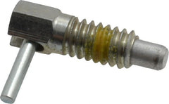 Vlier - 1/4-20, 1/2" Thread Length, 0.16" Plunger Diam, 0.12 Lb Init to 0.5 Lb Final End Force, Steel Locking L Handle Plunger - 3/4" Body Length, 1/2" Length Under Head, Locking Element, 0.2" Plunger Projection - Exact Tooling