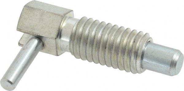 Vlier - 1/2-13, 0.85" Thread Length, 0.31" Plunger Diam, 0.5 Lb Init to 2 Lb Final End Force, Steel Locking L Handle Plunger - 1-1/2" Body Length, 1" Length Under Head, 0.4" Plunger Projection - Exact Tooling