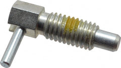 Vlier - 1/2-13, 0.85" Thread Length, 0.31" Plunger Diam, 0.5 Lb Init to 2 Lb Final End Force, Steel Locking L Handle Plunger - 1-1/2" Body Length, 1" Length Under Head, Locking Element, 0.4" Plunger Projection - Exact Tooling