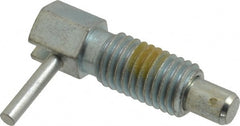 Vlier - 5/8-11, 1.07" Thread Length, 0.38" Plunger Diam, 0.75 Lb Init to 2.5 Lb Final End Force, Steel Locking L Handle Plunger - 1.88" Body Length, 1-1/4" Length Under Head, Locking Element, 1/2" Plunger Projection - Exact Tooling