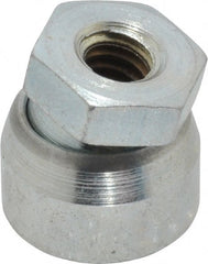 Vlier - 1/4-20, 5/8" Pad Diam, Uncoated Bottom, Steel Toggle Pad - 5/16 Depth, 5/8" OAL, 1/2" Width Across Flats, Zinc Plated Gold Chromate, 15° Swivel Angle - Exact Tooling