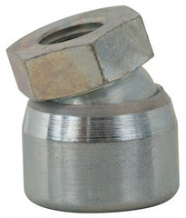 Vlier - 3/4-10, 1-1/4" Pad Diam, Uncoated Bottom, Steel Toggle Pad - 5/8 Depth, 1-11/32" OAL, 1-1/16" Width Across Flats, Zinc Plated Gold Chromate, 15° Swivel Angle - Exact Tooling