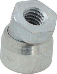Vlier - 5/16-18, 11/16" Pad Diam, Uncoated Bottom, Steel Toggle Pad - 3/8 Depth, 3/4" OAL, 5/16" Width Across Flats, Zinc Plated Gold Chromate, 15° Swivel Angle - Exact Tooling