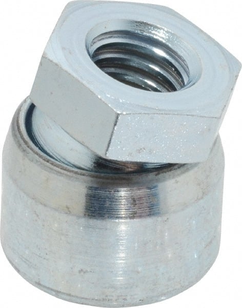 Vlier - 3/8-16, 3/4" Pad Diam, Uncoated Bottom, Steel Toggle Pad - 3/8 Depth, 3/16" OAL, 5/8" Width Across Flats, Zinc Plated Gold Chromate, 15° Swivel Angle - Exact Tooling