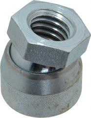 Vlier - 1/2-13, 7/8" Pad Diam, Uncoated Bottom, Steel Toggle Pad - 7/16 Depth, 15/16" OAL, 3/4" Width Across Flats, Zinc Plated Gold Chromate, 15° Swivel Angle - Exact Tooling