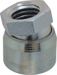 Vlier - 3/4-10, 1-1/4" Pad Diam, Uncoated Bottom, Steel Toggle Pad - 5/8 Depth, 1-11/32" OAL, 1-1/16" Width Across Flats, Zinc Plated Gold Chromate, 15° Swivel Angle - Exact Tooling