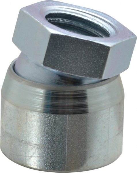 Vlier - 1-8, 1-5/8" Pad Diam, Uncoated Bottom, Steel Toggle Pad - 13/16 Depth, 1-53/64" OAL, 1-3/8" Width Across Flats, Zinc Plated Gold Chromate, 15° Swivel Angle - Exact Tooling