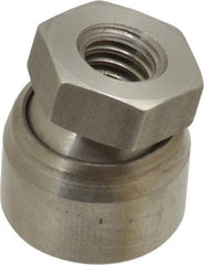 Vlier - 5/16-18, 11/16" Pad Diam, Uncoated Bottom, Stainless Steel Toggle Pad - 3/8 Depth, 3/4" OAL, 9/16" Width Across Flats, 15° Swivel Angle - Exact Tooling