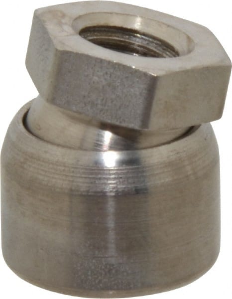 Vlier - 3/8-16, 3/4" Pad Diam, Uncoated Bottom, Stainless Steel Toggle Pad - 3/8 Depth, 3/16" OAL, 5/8" Width Across Flats, 15° Swivel Angle - Exact Tooling