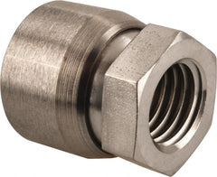 Vlier - 3/4-10, 1-1/4" Pad Diam, Uncoated Bottom, Stainless Steel Toggle Pad - 5/8 Depth, 1-11/32" OAL, 1-1/16" Width Across Flats, 15° Swivel Angle - Exact Tooling