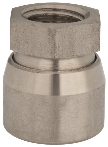 Vlier - 1-8, 1-5/8" Pad Diam, Uncoated Bottom, Stainless Steel Toggle Pad - 13/16 Depth, 1-53/64" OAL, 1-3/8" Width Across Flats, 15° Swivel Angle - Exact Tooling