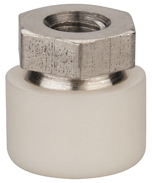 Vlier - 1/4-20, 5/8" Pad Diam, Uncoated Bottom, Stainless Steel Toggle Pad - 5/16 Depth, 5/8" OAL, 1/2" Width Across Flats, 15° Swivel Angle - Exact Tooling