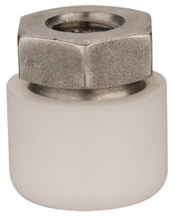 Vlier - 5/16-18, 11/16" Pad Diam, Uncoated Bottom, Stainless Steel Toggle Pad - 3/8 Depth, 3/4" OAL, 9/16" Width Across Flats, 15° Swivel Angle - Exact Tooling