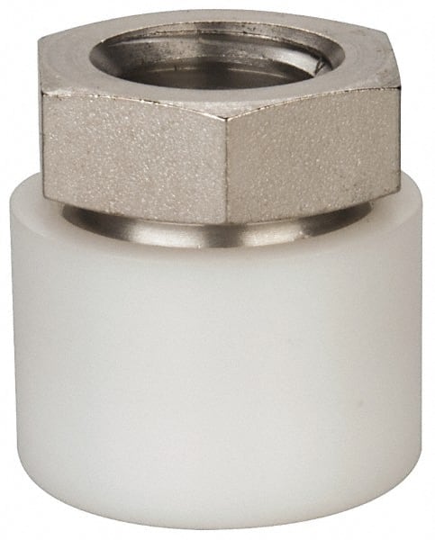 Vlier - 1/2-13, 7/8" Pad Diam, Uncoated Bottom, Stainless Steel Toggle Pad - 7/16 Depth, 15/16" OAL, 3/4" Width Across Flats, 15° Swivel Angle - Exact Tooling