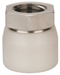 Vlier - 3/4-10, 1-1/4" Pad Diam, Uncoated Bottom, Stainless Steel Toggle Pad - 5/8 Depth, 1-11/32" OAL, 1-1/16" Width Across Flats, 15° Swivel Angle - Exact Tooling