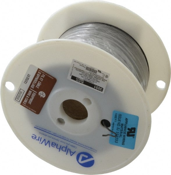 Alpha Wire - 22 AWG, 7 Strand, 305 m OAL, Tinned Copper Hook Up Wire - Black PVC Jacket, 0.062" Diam - Exact Tooling