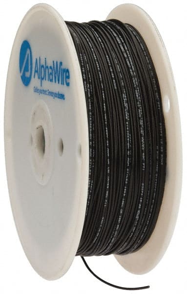 Alpha Wire - 22 AWG, 1 Strand, 305 m OAL, Tinned Copper Hook Up Wire - Black PVC Jacket, 0.057" Diam - Exact Tooling