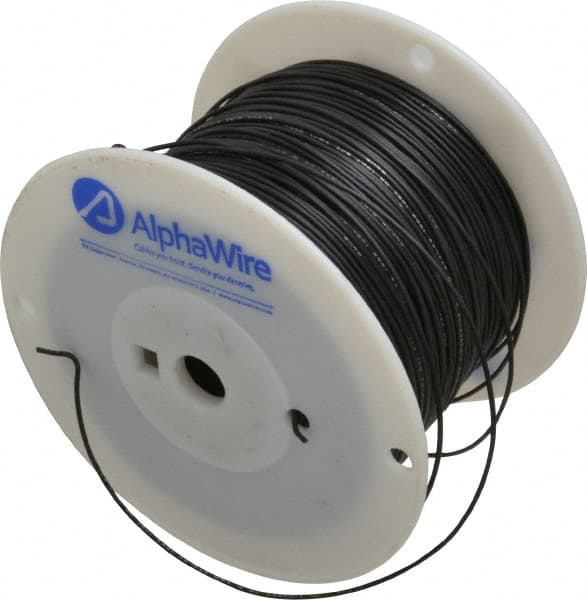 Alpha Wire - 20 AWG, 10 Strand, 305 m OAL, Tinned Copper Hook Up Wire - Black PVC Jacket, 0.069" Diam - Exact Tooling