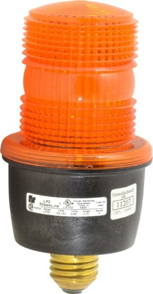 Federal Signal Corp - 120 VAC, 4X NEMA Rated, Strobe Tube, Amber, Low Profile Mini Strobe Light - 65 to 95 Flashes per min, 3-1/8 Inch Diameter, 6.1 Inch High, IP66 Ingress Rating, Screw Mount - Exact Tooling