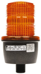 Federal Signal Corp - 12 to 48 VDC, 4X NEMA Rated, Strobe Tube, Amber, Low Profile Mini Strobe Light - 65 to 95 Flashes per min, 1/2 Inch Pipe, 3-1/8 Inch Diameter, 5.8 Inch High, IP66 Ingress Rating, Pipe Mount - Exact Tooling