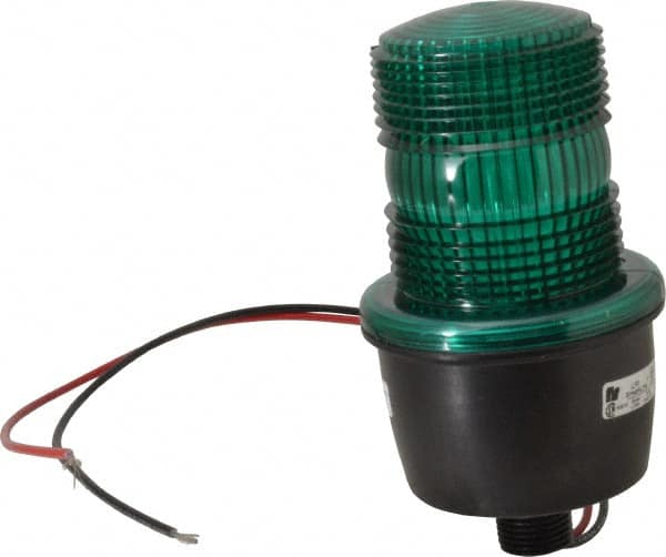 Federal Signal Corp - 12 to 48 VDC, 4X NEMA Rated, Strobe Tube, Green, Low Profile Mini Strobe Light - 65 to 95 Flashes per min, 1/2 Inch Pipe, 3-1/8 Inch Diameter, 5.8 Inch High, IP66 Ingress Rating, Pipe Mount - Exact Tooling