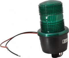 Federal Signal Corp - 12 to 48 VDC, 4X NEMA Rated, Strobe Tube, Green, Low Profile Mini Strobe Light - 65 to 95 Flashes per min, 1/2 Inch Pipe, 3-1/8 Inch Diameter, 5.8 Inch High, IP66 Ingress Rating, Pipe Mount - Exact Tooling