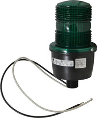 Federal Signal Corp - 120 VAC, 4X NEMA Rated, Strobe Tube, Green, Low Profile Mini Strobe Light - 65 to 95 Flashes per min, 1/2 Inch Pipe, 3-1/8 Inch Diameter, 5.8 Inch High, IP66 Ingress Rating, Pipe Mount - Exact Tooling