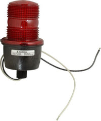 Federal Signal Corp - 120 VAC, 4X NEMA Rated, Strobe Tube, Red, Low Profile Mini Strobe Light - 65 to 95 Flashes per min, 1/2 Inch Pipe, 3-1/8 Inch Diameter, 5.8 Inch High, IP66 Ingress Rating, Pipe Mount - Exact Tooling