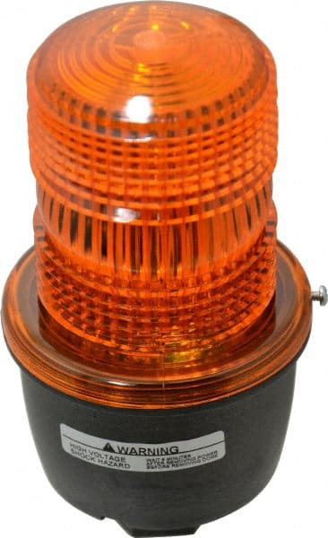 Federal Signal Corp - 120 VAC, 4X NEMA Rated, Strobe Tube, Amber, Low Profile Mini Strobe Light - 65 to 95 Flashes per min, 1/2 Inch Pipe, 3-1/8 Inch Diameter, 5.7 Inch High, IP66 Ingress Rating, Pipe Mount - Exact Tooling