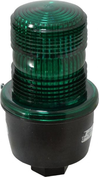 Federal Signal Corp - 120 VAC, 4X NEMA Rated, Strobe Tube, Green, Low Profile Mini Strobe Light - 65 to 95 Flashes per min, 1/2 Inch Pipe, 3-1/8 Inch Diameter, 5.7 Inch High, IP66 Ingress Rating, Pipe Mount - Exact Tooling