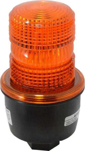 Federal Signal Corp - 12 to 48 VDC, 4X NEMA Rated, Strobe Tube, Amber, Low Profile Mini Strobe Light - 65 to 95 Flashes per min, 1/2 Inch Pipe, 3-1/8 Inch Diameter, 5.7 Inch High, IP66 Ingress Rating, Pipe Mount - Exact Tooling