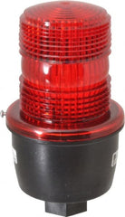 Federal Signal Corp - 12 to 48 VDC, 4X NEMA Rated, Strobe Tube, Red, Low Profile Mini Strobe Light - 65 to 95 Flashes per min, 1/2 Inch Pipe, 3-1/8 Inch Diameter, 5.7 Inch High, IP66 Ingress Rating, Pipe Mount - Exact Tooling