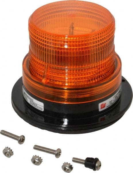 Federal Signal Corp - 12 to 48 VDC, 4X NEMA Rated, Strobe Tube, Amber, Low Profile Mini Strobe Light - 65-95 Flashes per min, 5 Inch Diameter, 3-5/8 Inch High, IP65 Ingress Rating, Surface Mount - Exact Tooling