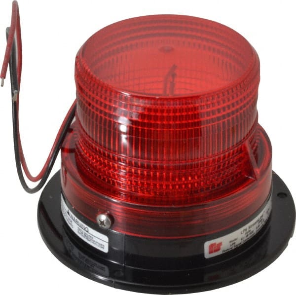 Federal Signal Corp - 12 to 48 VDC, 4X NEMA Rated, Strobe Tube, Red, Low Profile Mini Strobe Light - 65-95 Flashes per min, 5 Inch Diameter, 3-5/8 Inch High, IP65 Ingress Rating, Surface Mount - Exact Tooling