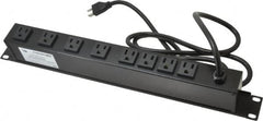 Wiremold - 8 Outlets, 120 Volts, 15 Amps, 6' Cord, Power Outlet Strip - 1 Circuits, Rack Mount, 5-15R NEMA Configuration, 19" Strip, cULus, UL Listed File 1449 - Exact Tooling