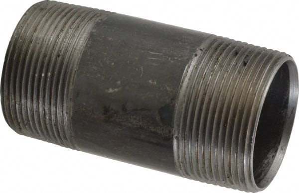 B&K Mueller - Schedule 40, 1-1/2" Diam x 3-1/2" Long Steel Black Pipe Nipple - Threaded - Exact Tooling