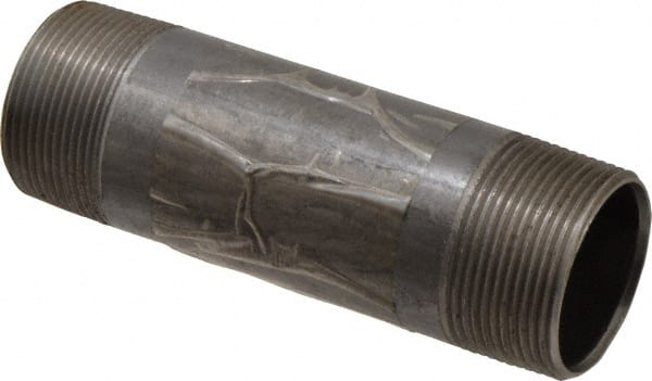 B&K Mueller - Schedule 40, 1-1/2" Diam x 5-1/2" Long Steel Black Pipe Nipple - Threaded - Exact Tooling