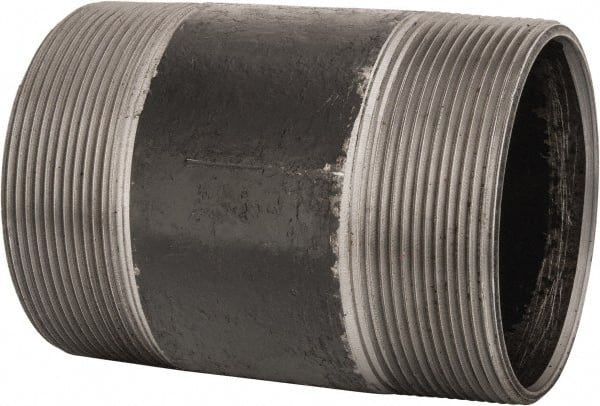 B&K Mueller - Schedule 40, 4" Diam x 6" Long Steel Black Pipe Nipple - Threaded - Exact Tooling