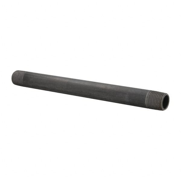 B&K Mueller - Schedule 40, 1/2" Diam x 9" Long Steel Black Pipe Nipple - Threaded - Exact Tooling